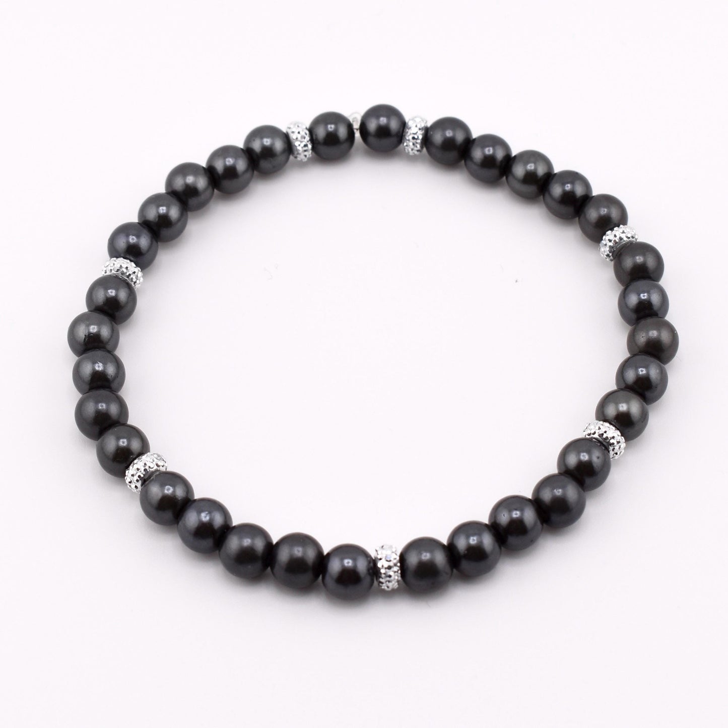 Simple Faux Pearl Beaded Bracelets with Sparkly Spacer Beads