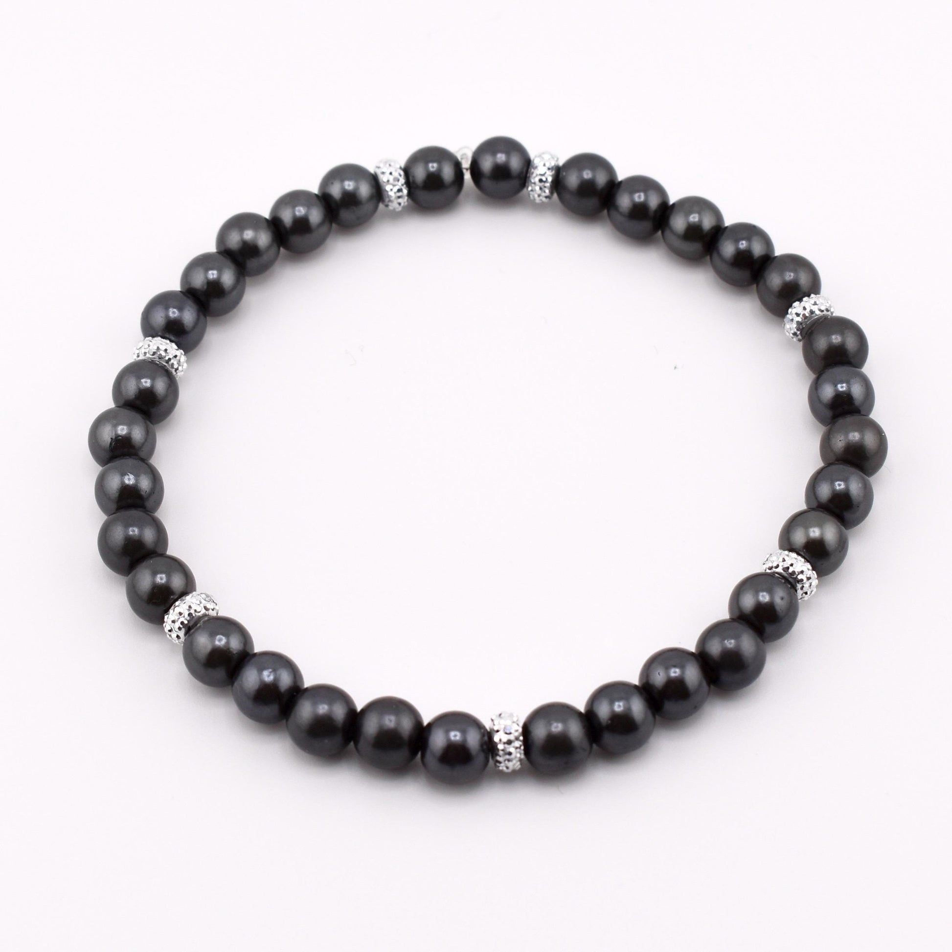 Simple Faux Pearl Beaded Bracelets with Sparkly Spacer Beads