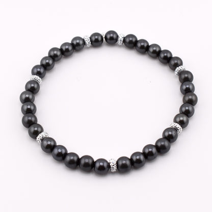 Simple Faux Pearl Beaded Bracelets with Sparkly Spacer Beads