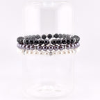 Simple Sparkle Pearl Bracelet | Faux Pearl Beaded Bracelet with Silver Spacers