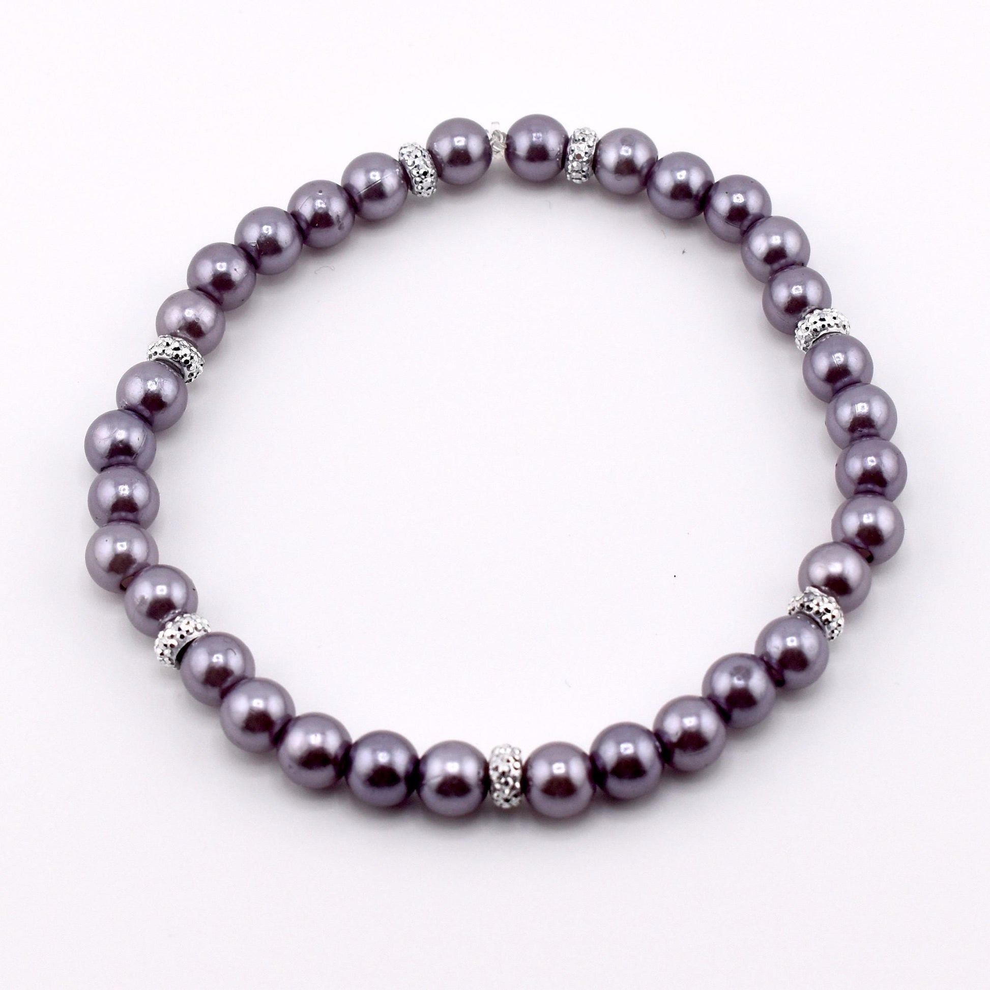 Simple Faux Pearl Beaded Bracelets with Sparkly Spacer Beads