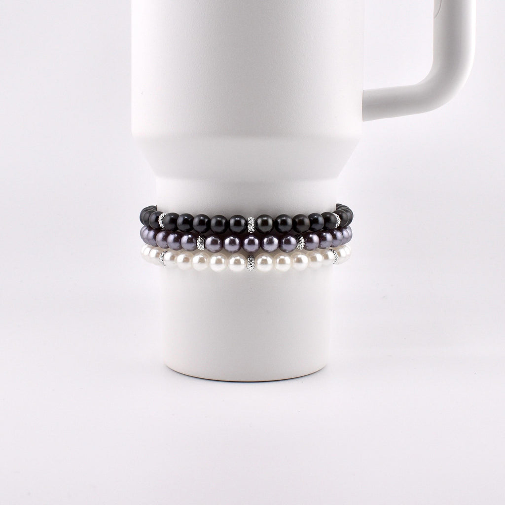 Simple Sparkle Pearl Bracelet | Faux Pearl Beaded Bracelet with Silver Spacers