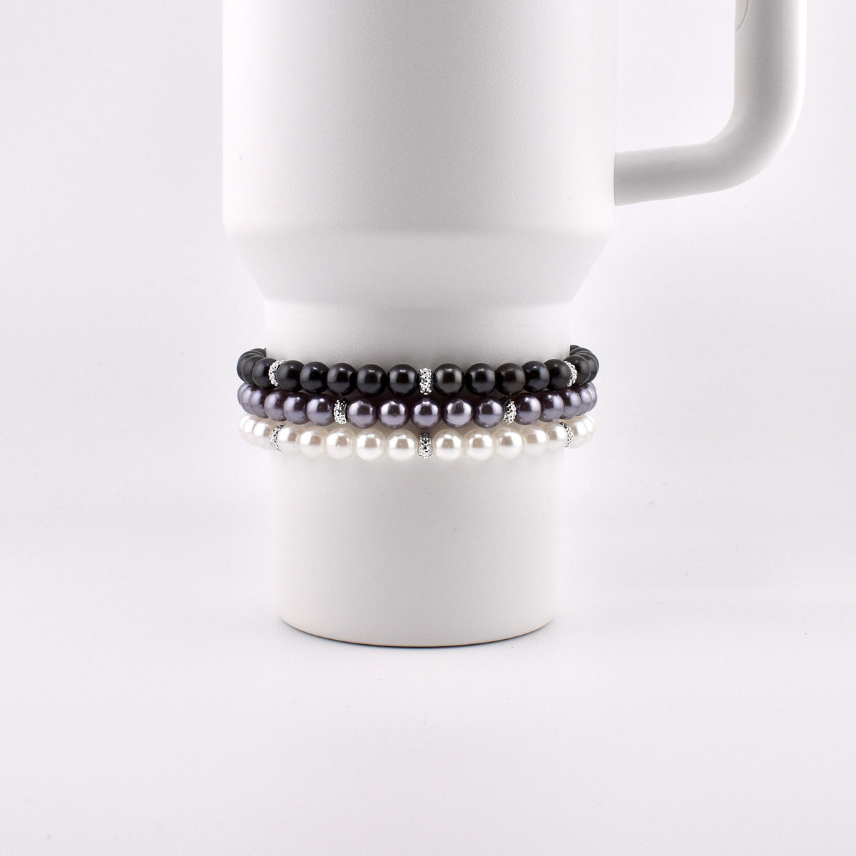 Simple Sparkle Pearl Bracelet | Faux Pearl Beaded Bracelet with Silver Spacers