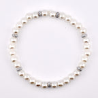 Simple Sparkle Pearl Bracelet | Faux Pearl Beaded Bracelet with Silver Spacers