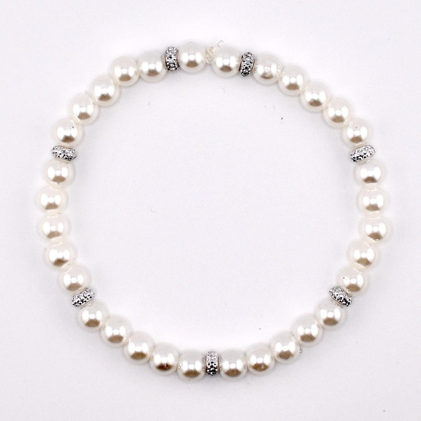 Simple Faux Pearl Beaded Bracelets with Sparkly Spacer Beads