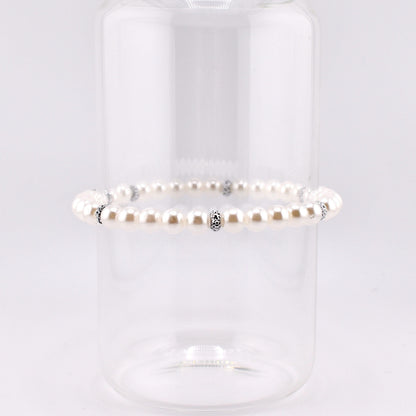Simple Faux Pearl Beaded Bracelets with Sparkly Spacer Beads