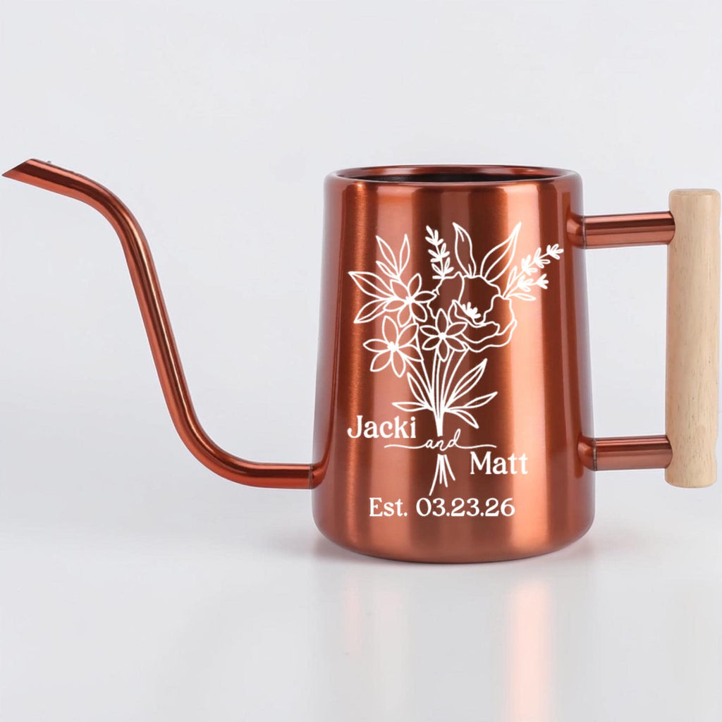 Personalized Watering Can with Floral Design – Customizable Name and Date