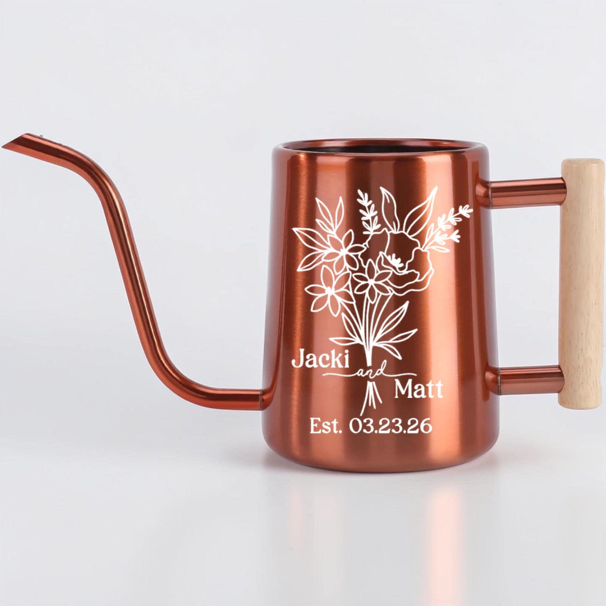 Personalized Watering Can with Floral Design – Customizable Name and Date