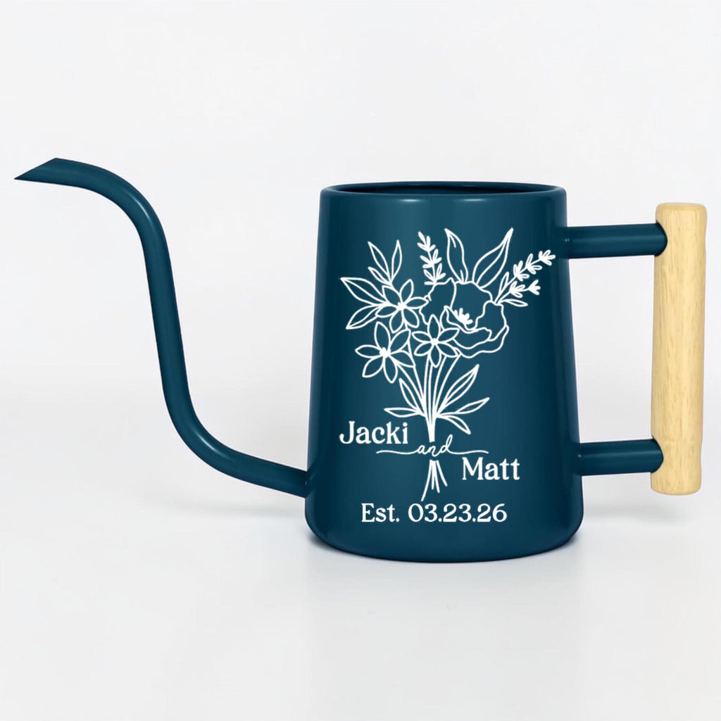 Personalized Watering Can with Floral Design – Customizable Name and Date