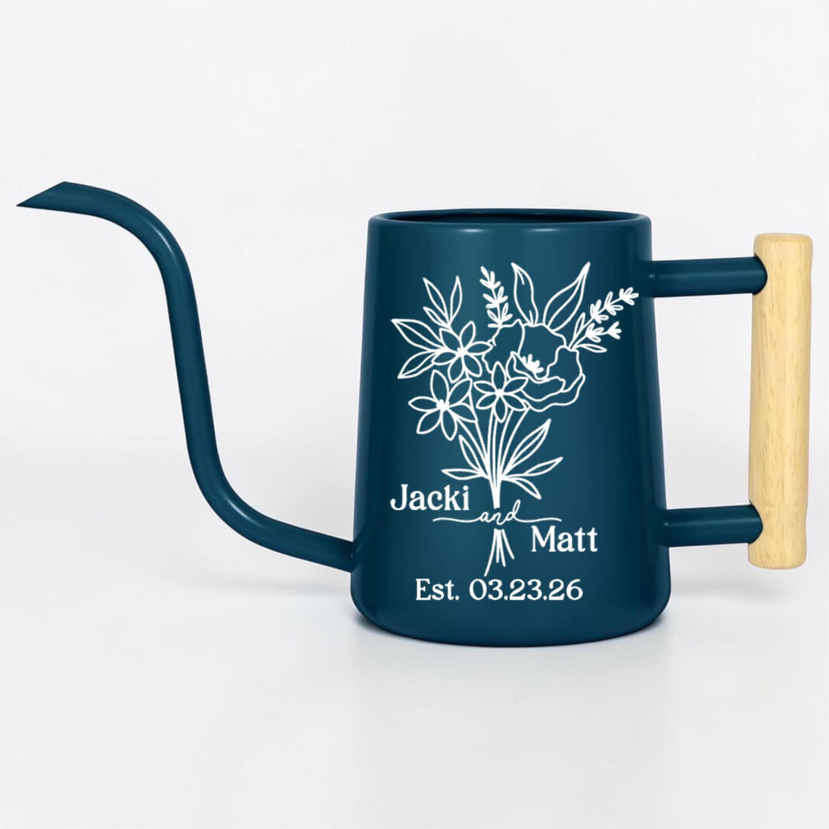 Personalized Watering Can with Floral Design – Customizable Name and Date