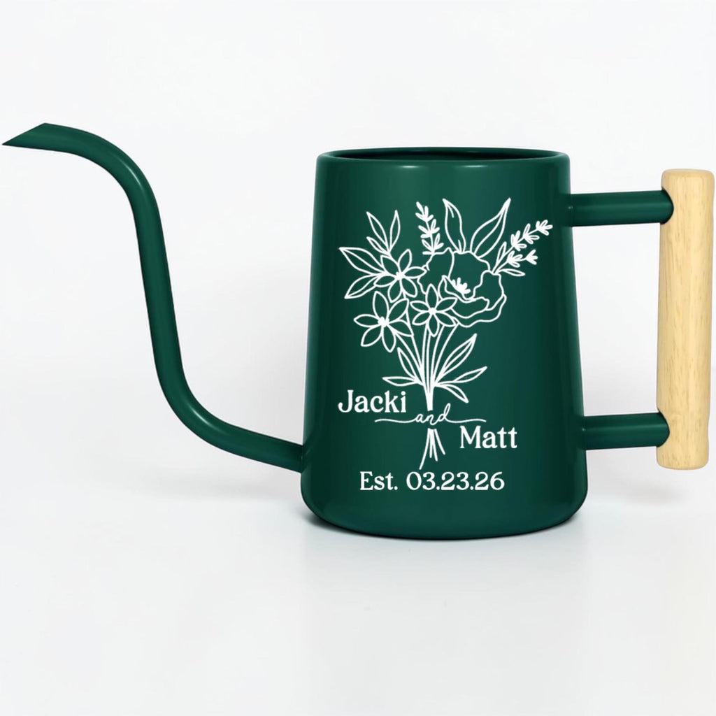 Personalized Watering Can with Floral Design – Customizable Name and Date