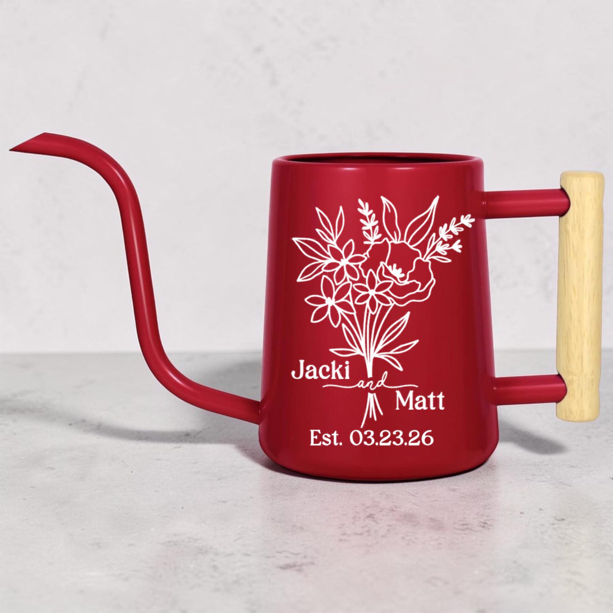 Personalized Watering Can with Floral Design – Customizable Name and Date