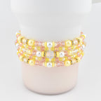 Keepsake Bracelet Collection — Yellow Pink and Pearl Beaded Bracelets