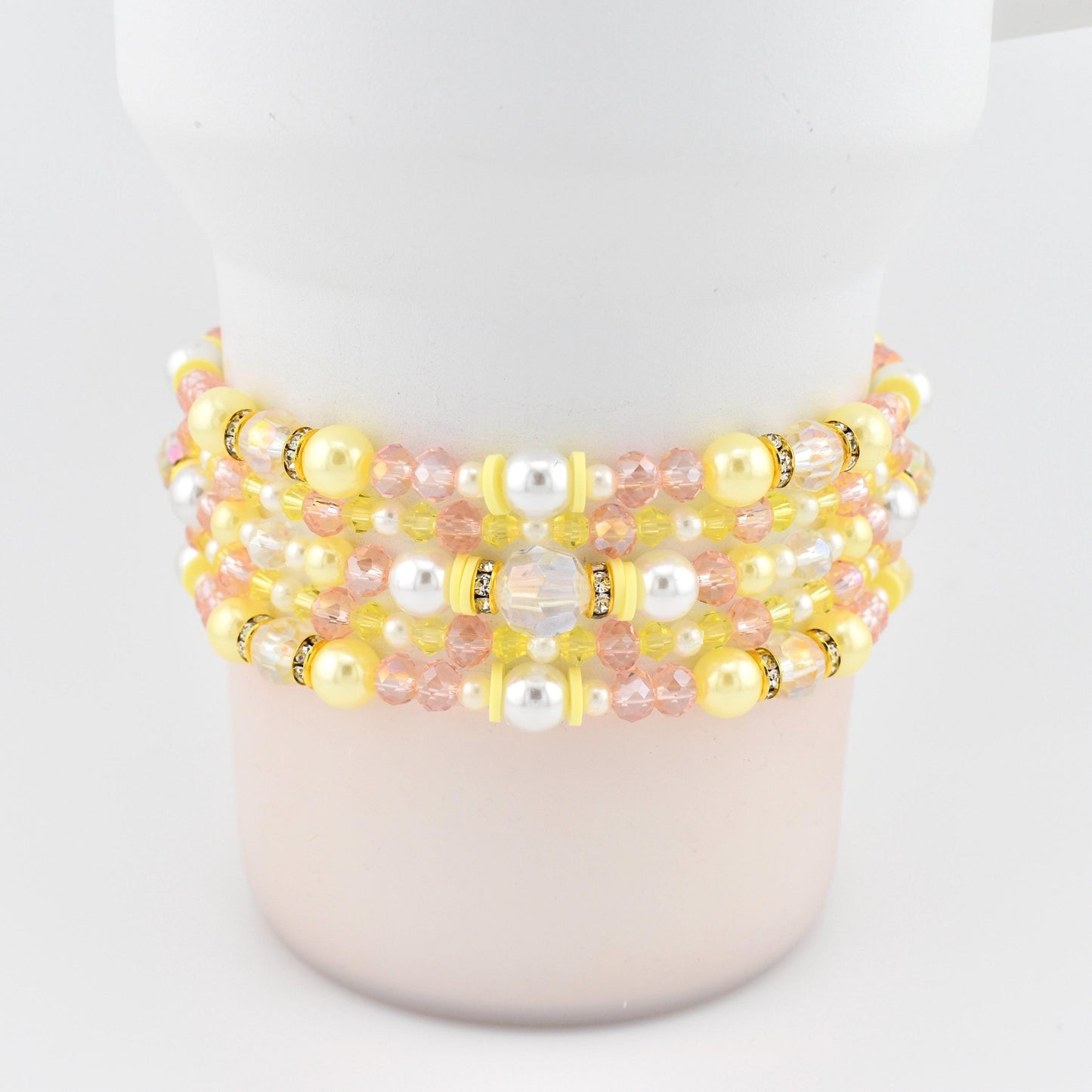 Keepsake Bracelet Collection — Yellow Pink and Pearl Beaded Bracelets