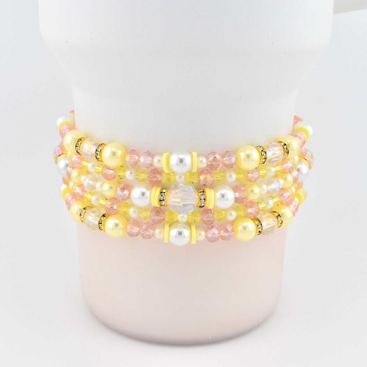 Keepsake Bracelet Collection — Yellow Pink and Pearl Beaded Bracelets