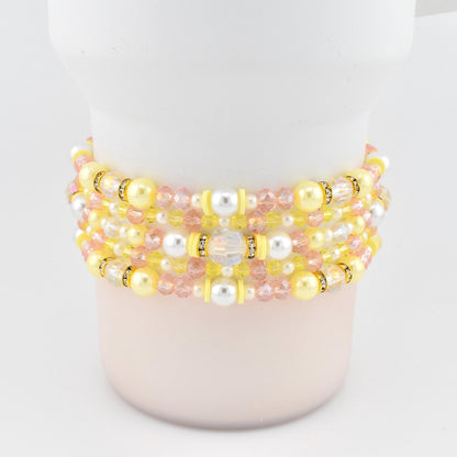 Keepsake Bracelet Collection — Yellow Pink and Pearl Beaded Bracelets