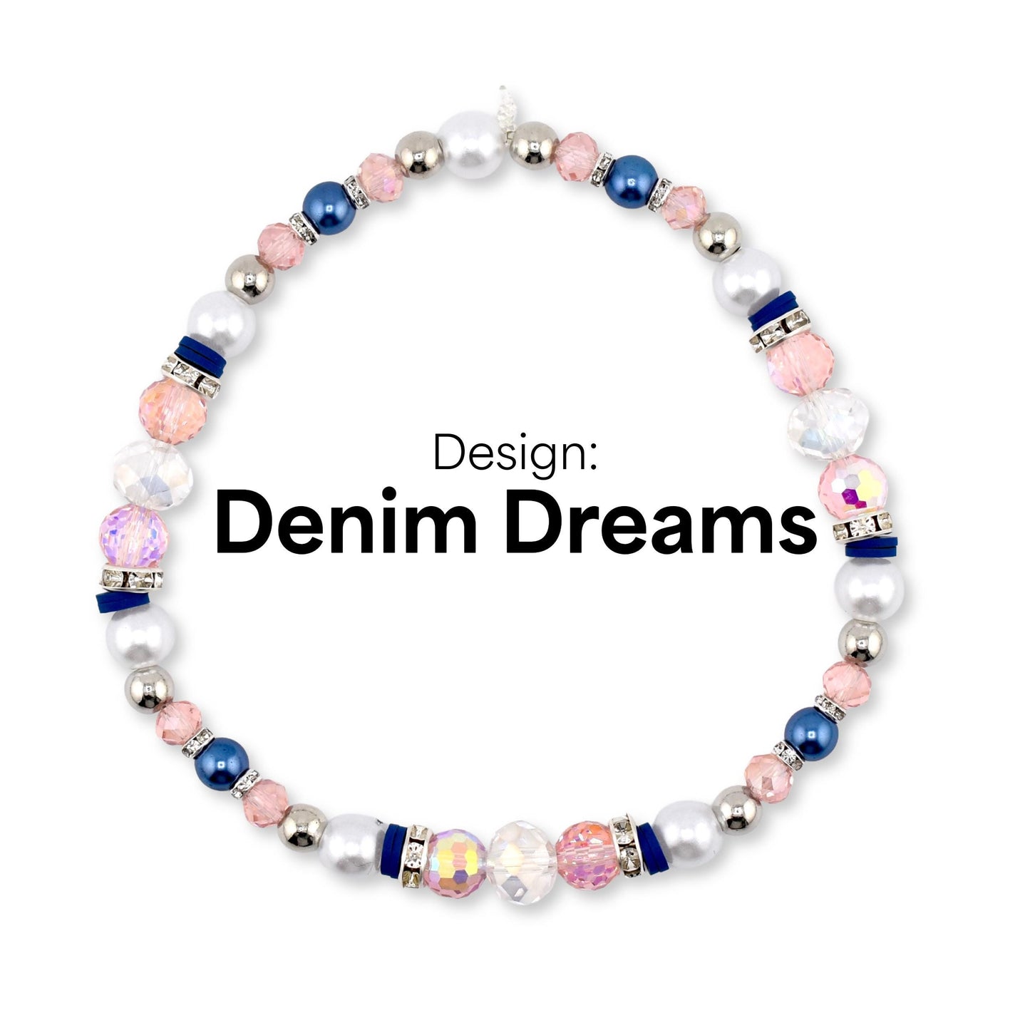 Navy Blue, Pink, White and Silver Bracelet Collection