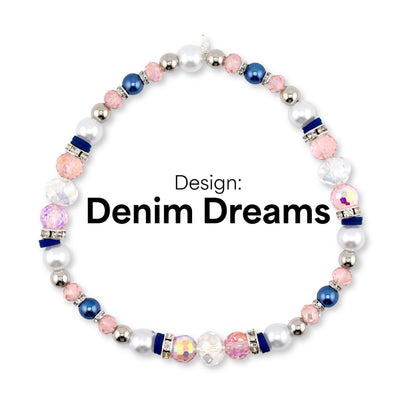 Navy Blue, Pink, White and Silver Bracelet Collection