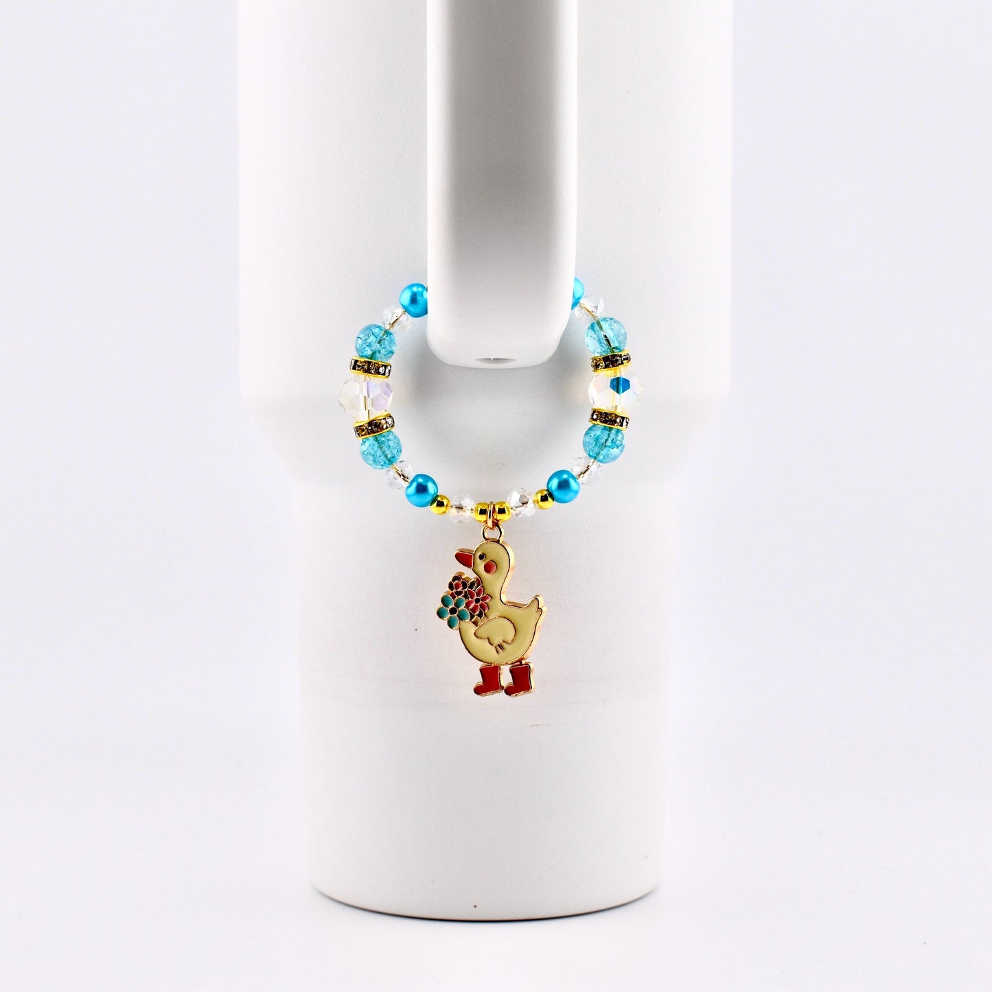 Silly Goose Tumbler Handle Charm with Blue and Gold Accents