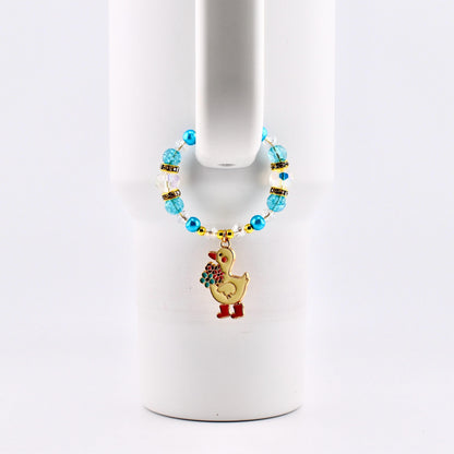 Silly Goose Tumbler Handle Charm with Blue and Gold Accents