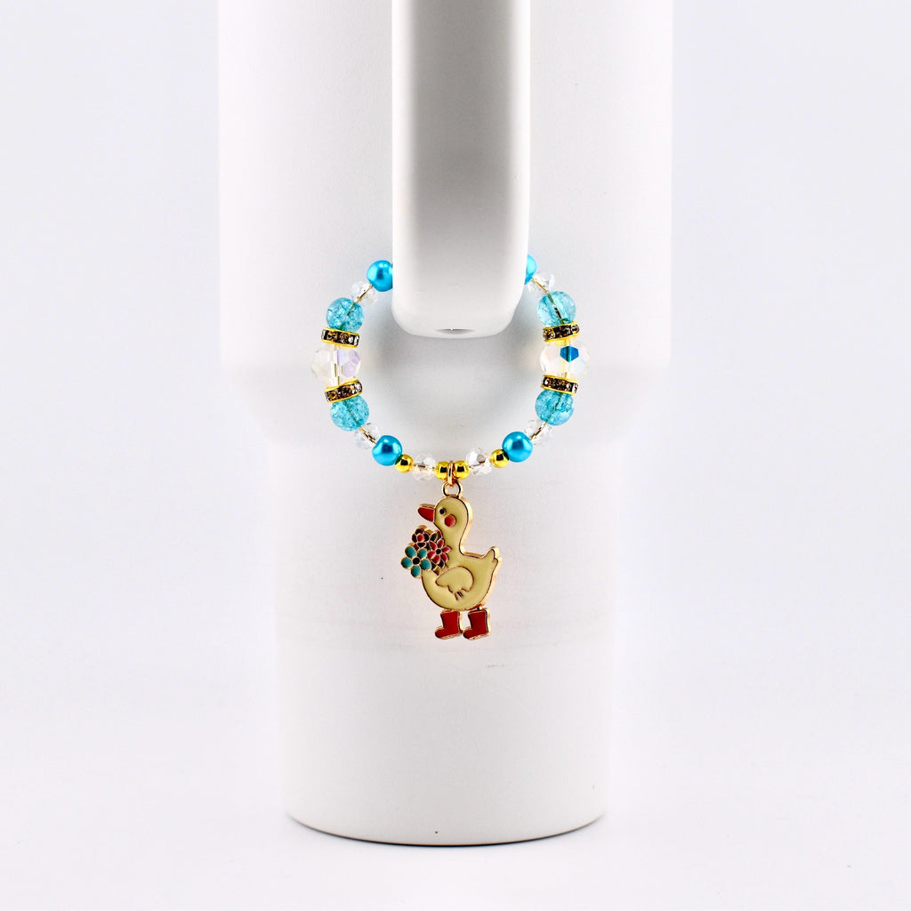 Silly Goose Tumbler Handle Charm with Blue and Gold Accents