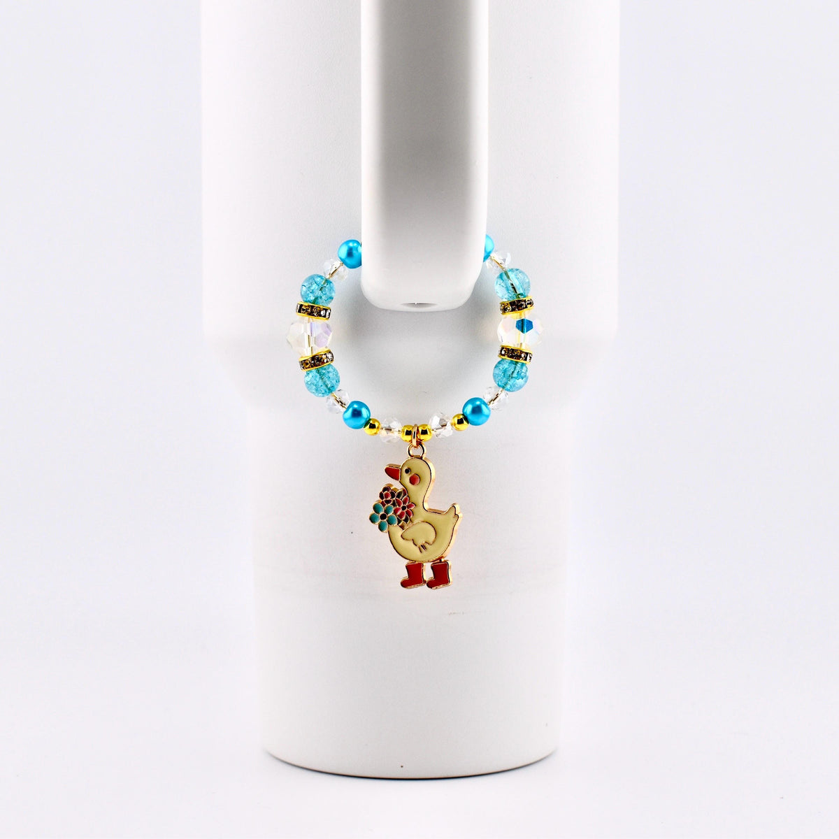 Silly Goose Tumbler Handle Charm with Blue and Gold Accents