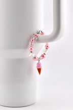Pink Pearl Ice Cream Cone Tumbler Handle Bracelet: Beaded Summer Jewelry