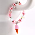 Pink Pearl Ice Cream Cone Tumbler Handle Bracelet: Beaded Summer Jewelry