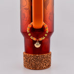 Orange Red and Gold Tumbler Handle Charm Bracelet with Shell Charm