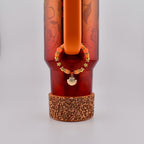 Orange Red and Gold Tumbler Handle Charm Bracelet with Shell Charm