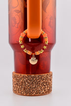 Orange Red and Gold Tumbler Handle Charm Bracelet with Shell Charm