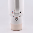 Navy Blue, Pink, White and Silver Tumbler Handle Charm Bracelet