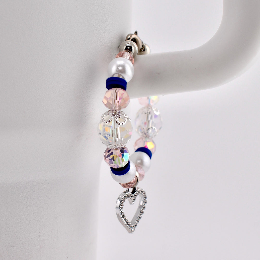 Navy Blue, Pink, White and Silver Tumbler Handle Charm Bracelet