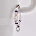 Navy Blue, Pink, White and Silver Tumbler Handle Charm Bracelet
