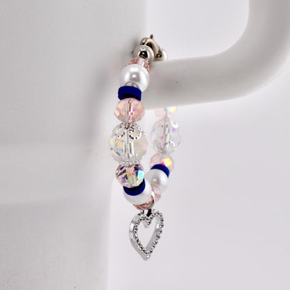 Navy Blue, Pink, White and Silver Tumbler Handle Charm Bracelet