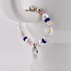 Navy Blue, Pink, White and Silver Tumbler Handle Charm Bracelet