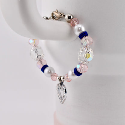 Navy Blue, Pink, White and Silver Tumbler Handle Charm Bracelet
