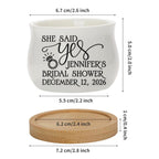 Personalized Mini Succulent Pot | She Said Yes Bridal Shower Favor with Bamboo Tray