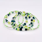 Coastal Teal Bracelet Collection: Dark Blue Green Beaded Bracelets with Silver Accents