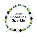 Coastal Teal Bracelet Collection: Dark Blue Green Beaded Bracelets with Silver Accents