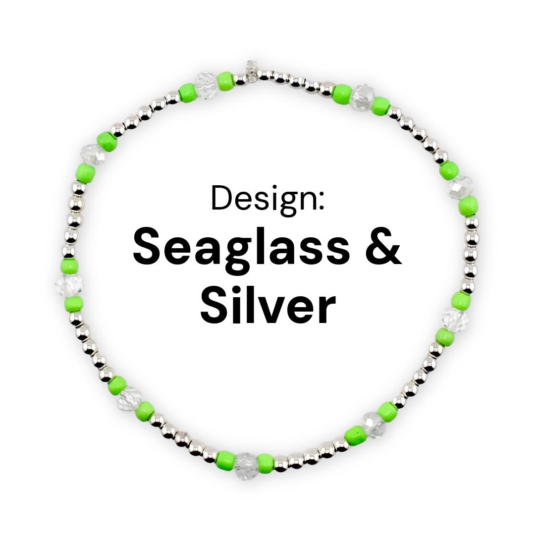 Coastal Teal Bracelet Collection: Dark Blue Green Beaded Bracelets with Silver Accents