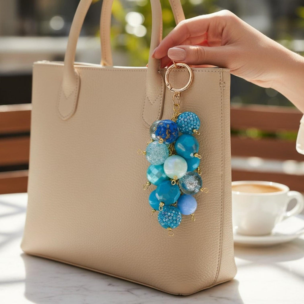 Turquoise Beaded Bag Charm or Tumbler Straw Charm