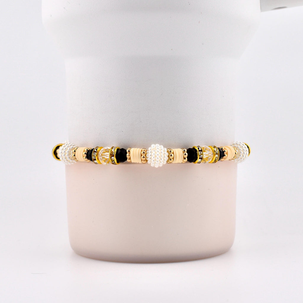 Wild Blooms Bracelet Collection: Black, Cream and Gold Beaded Bracelets