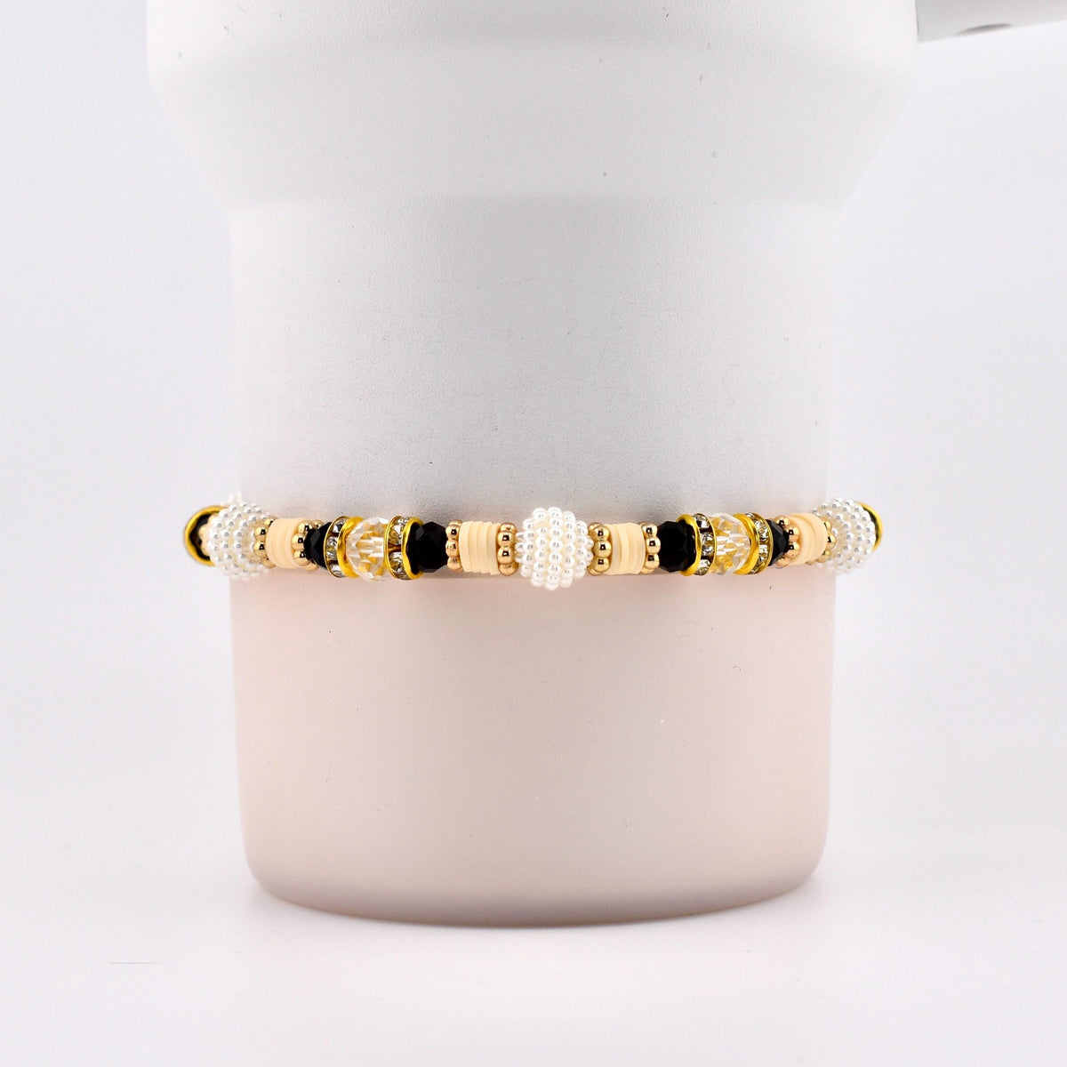 Wild Blooms Bracelet Collection: Black, Cream and Gold Beaded Bracelets