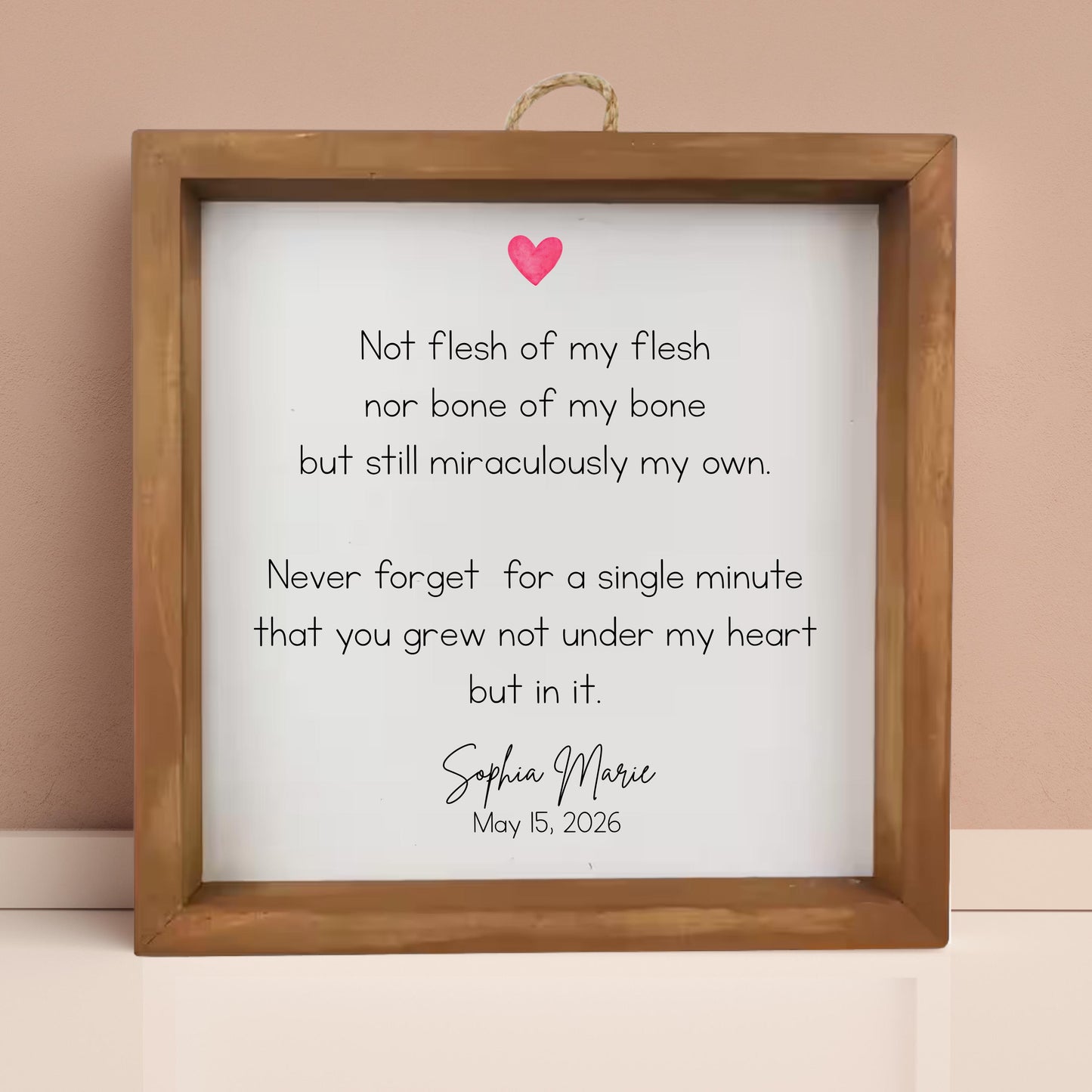 Personalized Adoption Gift Custom Wooden Sign Special Quote Design Family Keepsake Treasure Modern Wall Art Display Beautiful Nursery Addition Custom Name Date Option Meaningful Parent Present Adoption Celebration Memento Heartfelt Family