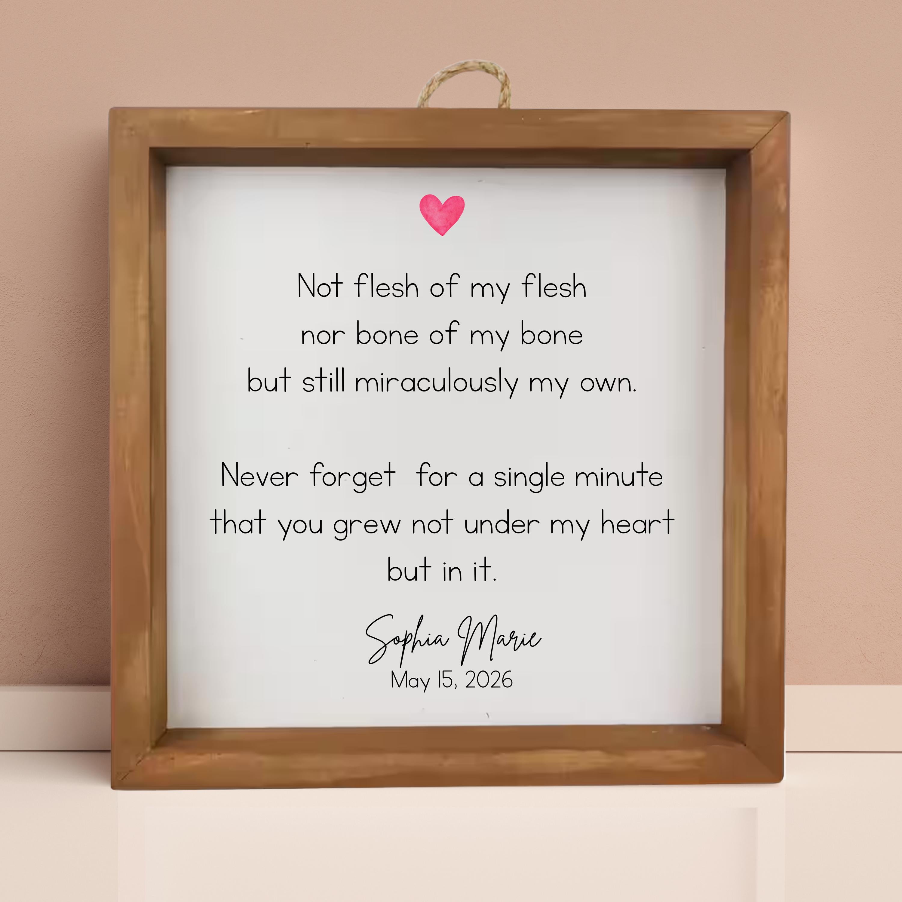 Personalized Adoption Gift Custom Wooden Sign Special Quote Design Family Keepsake Treasure Modern Wall Art Display Beautiful Nursery Addition Custom Name Date Option Meaningful Parent Present Adoption Celebration Memento Heartfelt Family