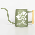 Personalized Watering Can: Best Mom Ever Floral Design and Wood Handle