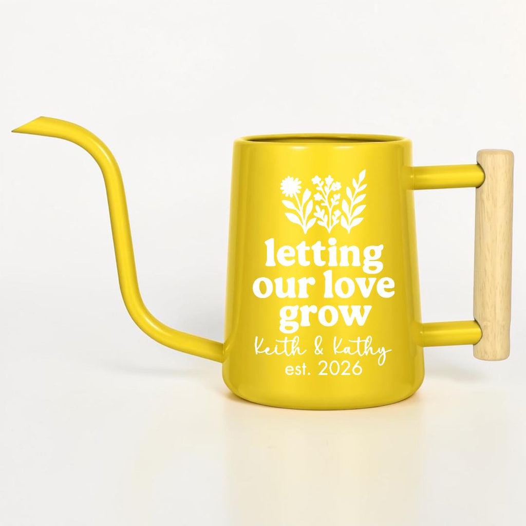 Personalized Watering Can with Wood Handle | Letting Our Love Grow