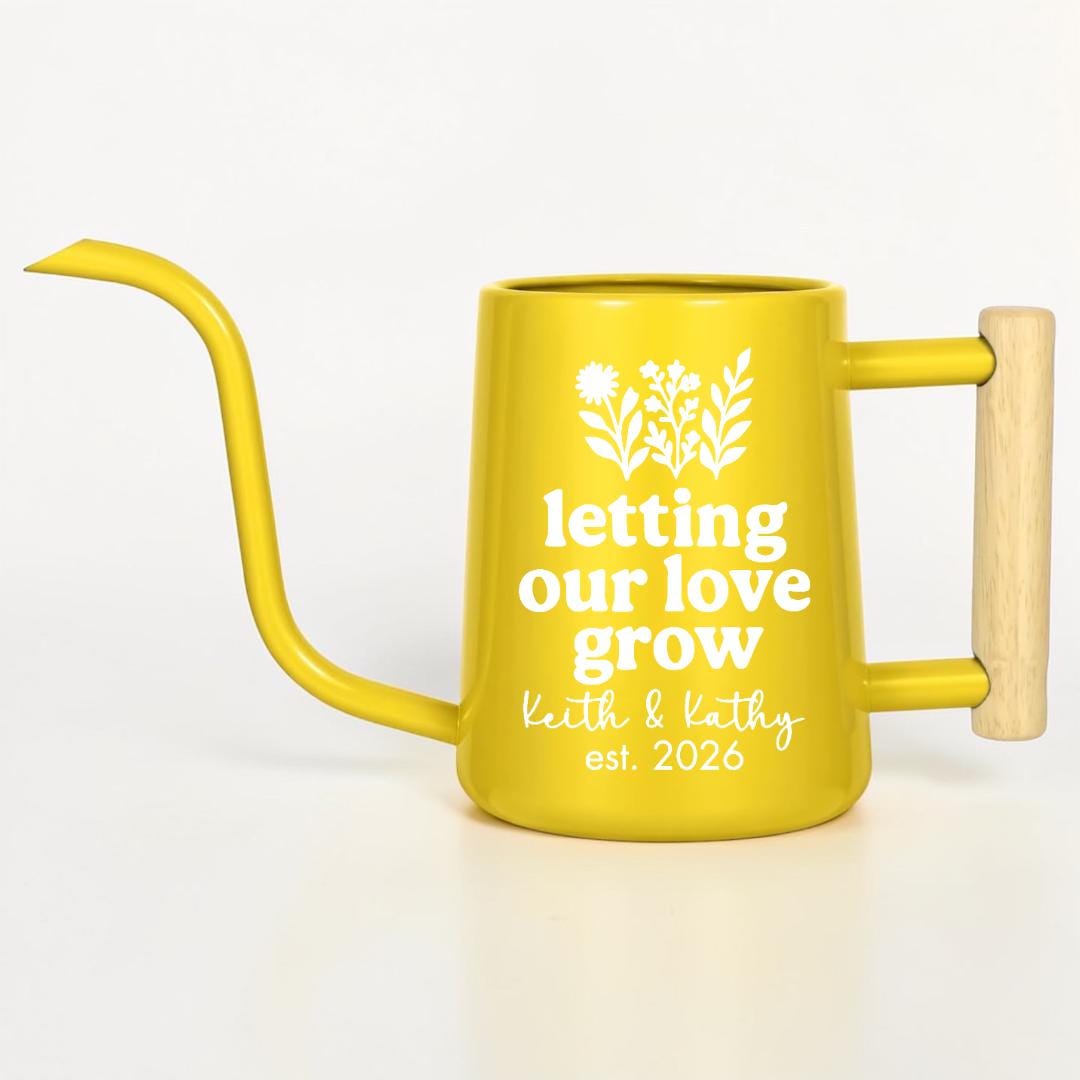 Personalized Watering Can with Wood Handle | Letting Our Love Grow