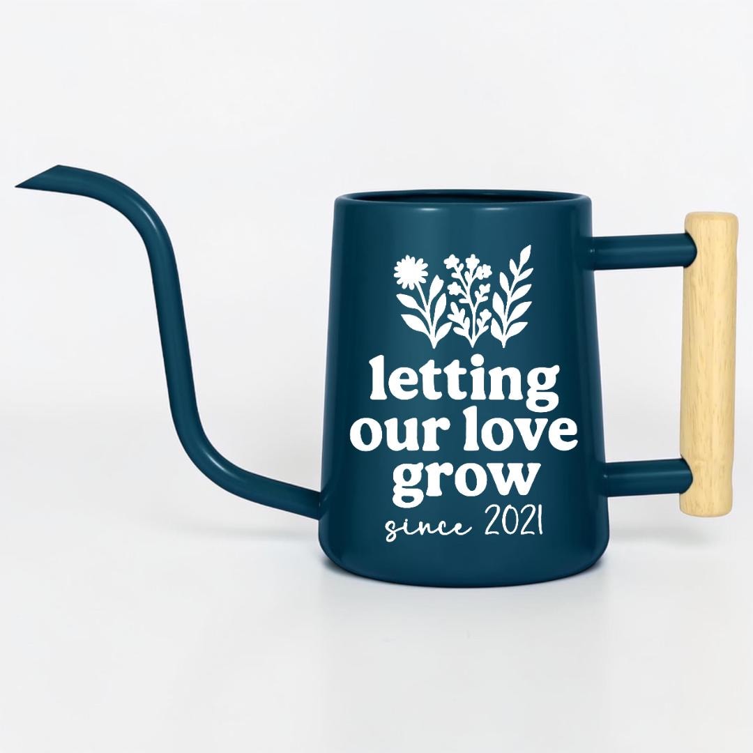 Personalized Watering Can with Wood Handle | Letting Our Love Grow